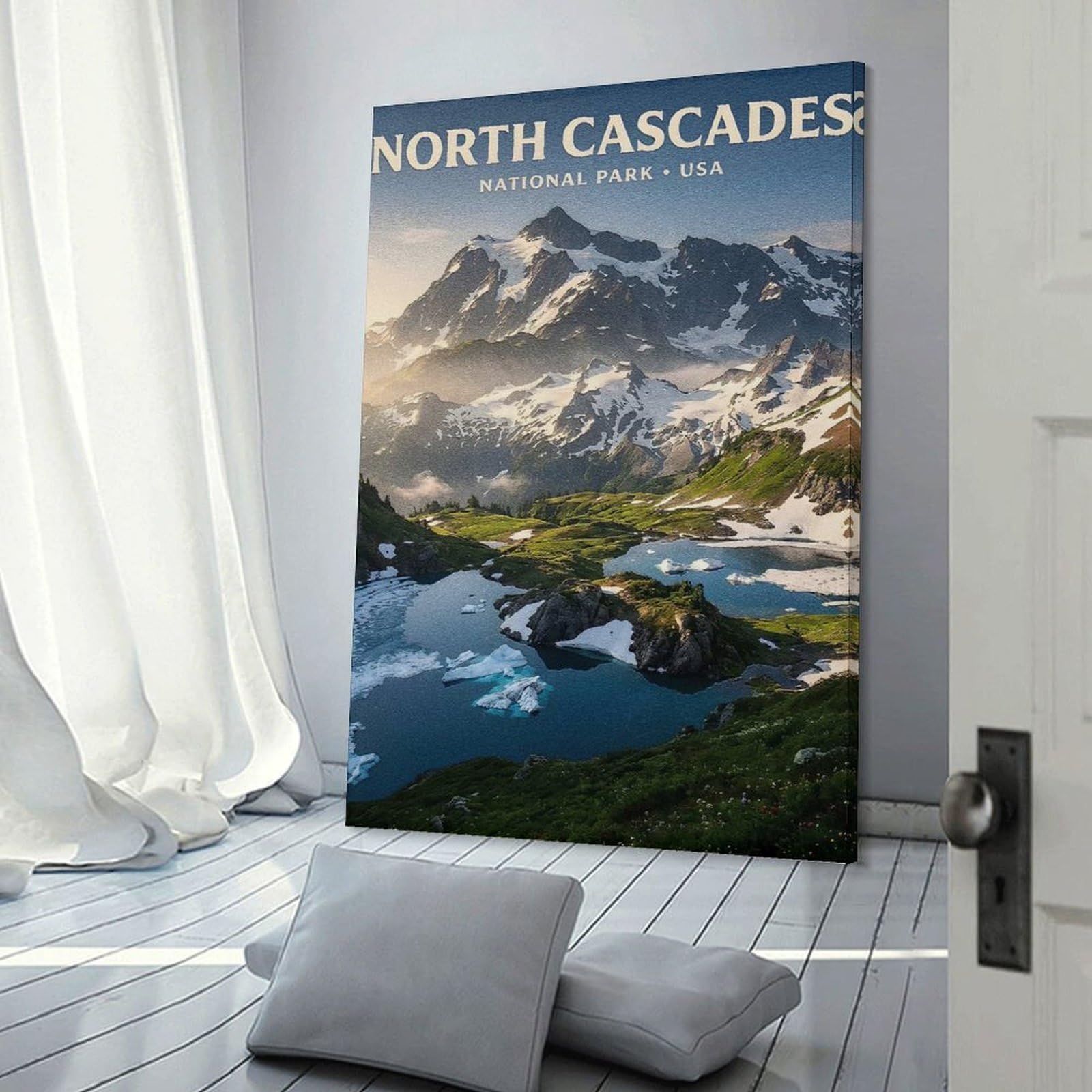 Junmoney North Cascades National Park Wall Decor Canvas Print, 20x30inch(50x75cm), for Home Lounge, Bedroom Or Reading Nook, Decorative Artwork for Empty Walls