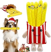 Dog Squeak Toys, 5 Pack Christmas French Fry PlushToys Interactive Cute Dog Toys for Small Dogs Holiday Dog