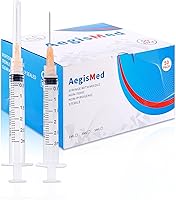 Vista 1 de Paquete de 50 jeringas desechables de 0.1 onzas líquidas con aguja, jeringas Luer Lock de 0.88 oz, 1 pulgada, envueltas individualmente