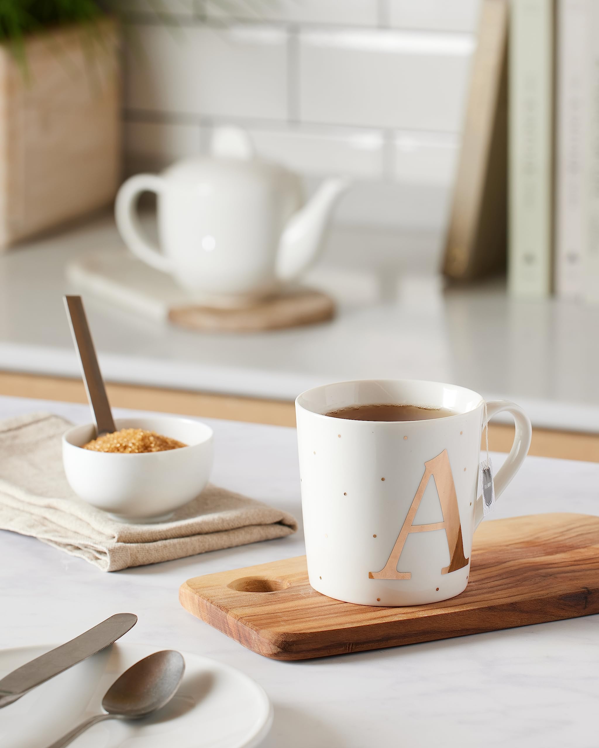 Tazza In Porcellana Depesche 5909 Con Decorazioni Oro E Frasi - 300ml