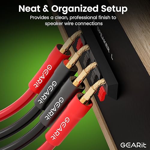 Miniatura 7 de GEARit Enchufes tipo banana de pin flexible para cable de altavoz (6 pares, 12 piezas), tipo clavija de conector de altavoz, chapado en oro de 24