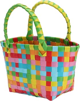 1pc Storage Basket Tote Woven Grocery Basket Fruit Vegetable Market with Handles Straw Bag for Women Shopping Bag Womens Wallet Travel Plastic Storage s Household