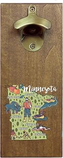 Torched State Craft Beer Four Color Printed Typography Magnetic Beer Bottle Opener with Cap Catcher (Minnesota) | Wall Mounted Bottle Opener Refrigerator Magnet | Makes a Great Gift for Men