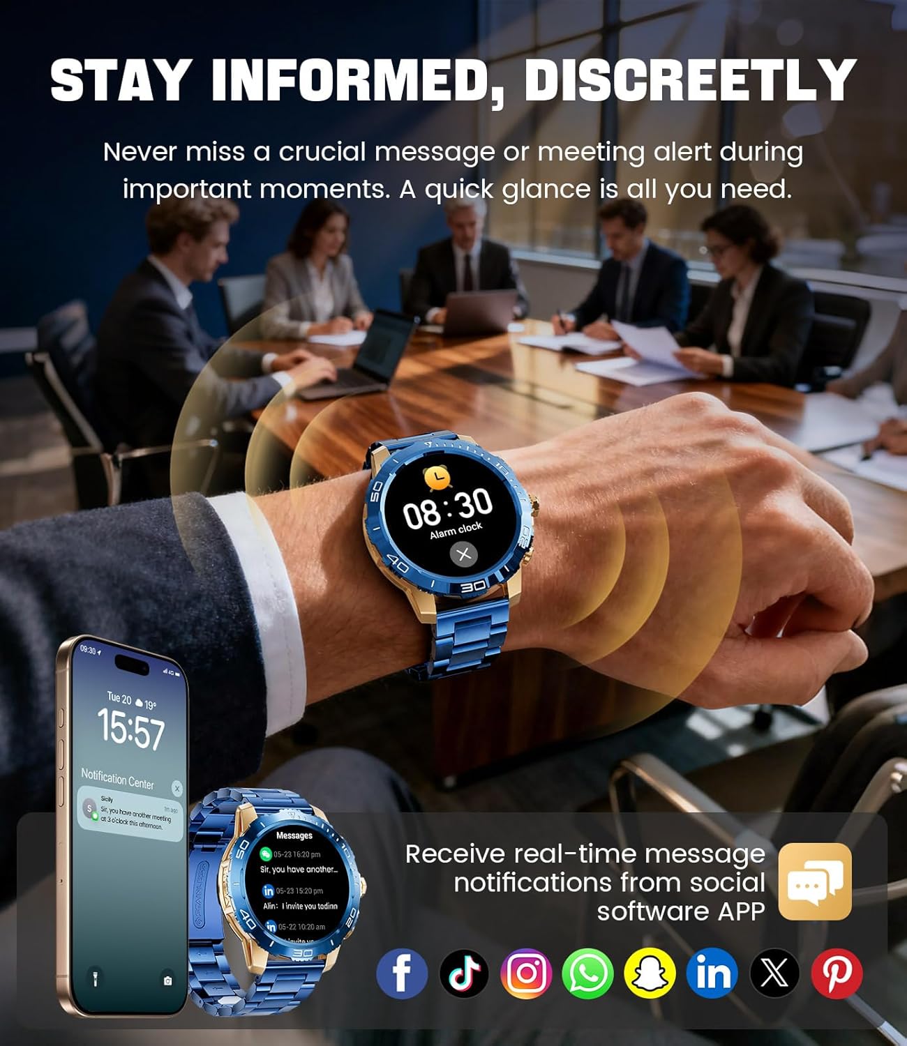 LIGE EF21-J Smart Watch displaying message notifications