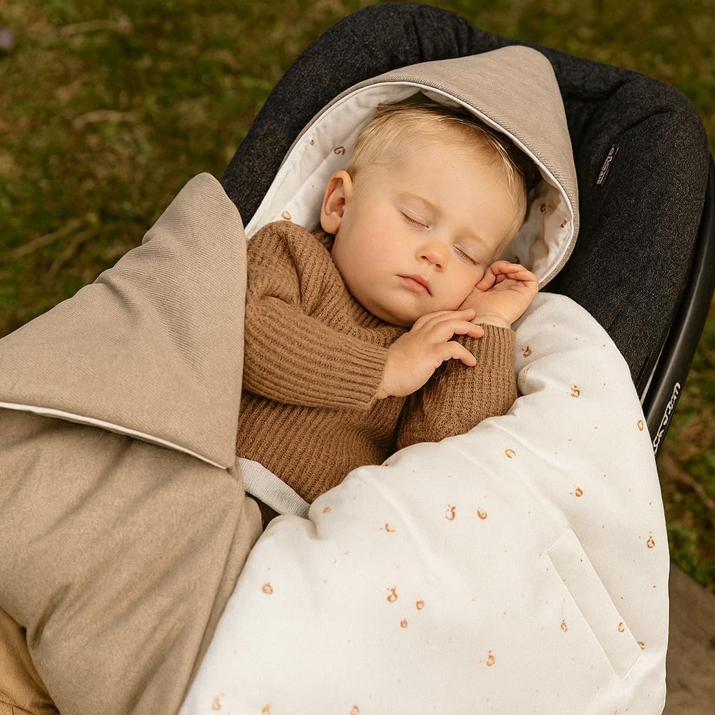 Coperta invernale imbottita in velvet, con imbottitura per ovetto, universale, con chiusura per passeggino, culla