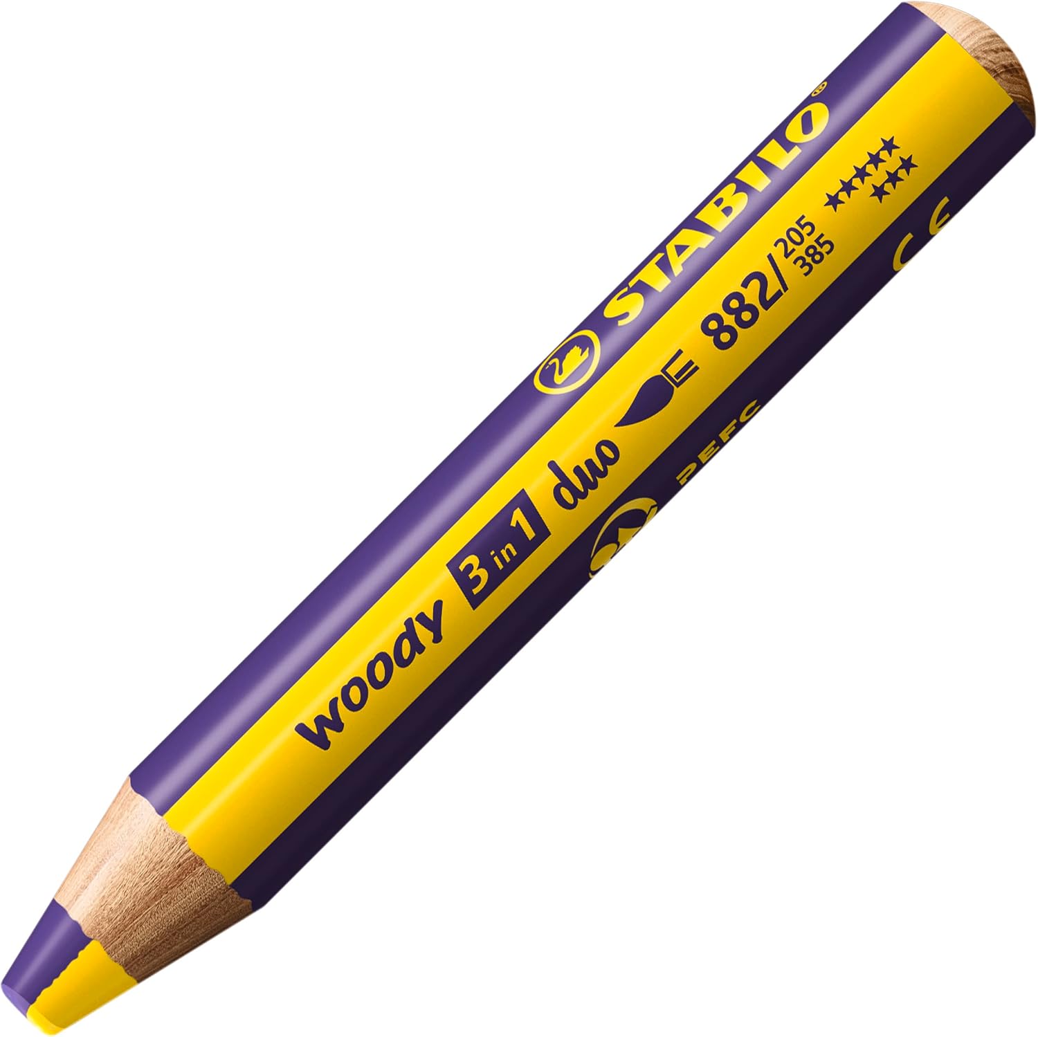 STABILO Multi-talented Pencil woody 3-in-1 duo - Single Pencil - Yellow/Violet