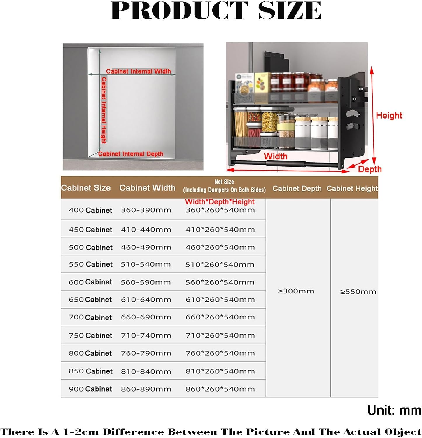 Upper Cabinet Pull-Down Aviation Aluminum Alloy Cabinet Storage Rack,2-Layer Storage Baskets,Raised Guardrails,Suitable for Bars(Cabinet 400mm)