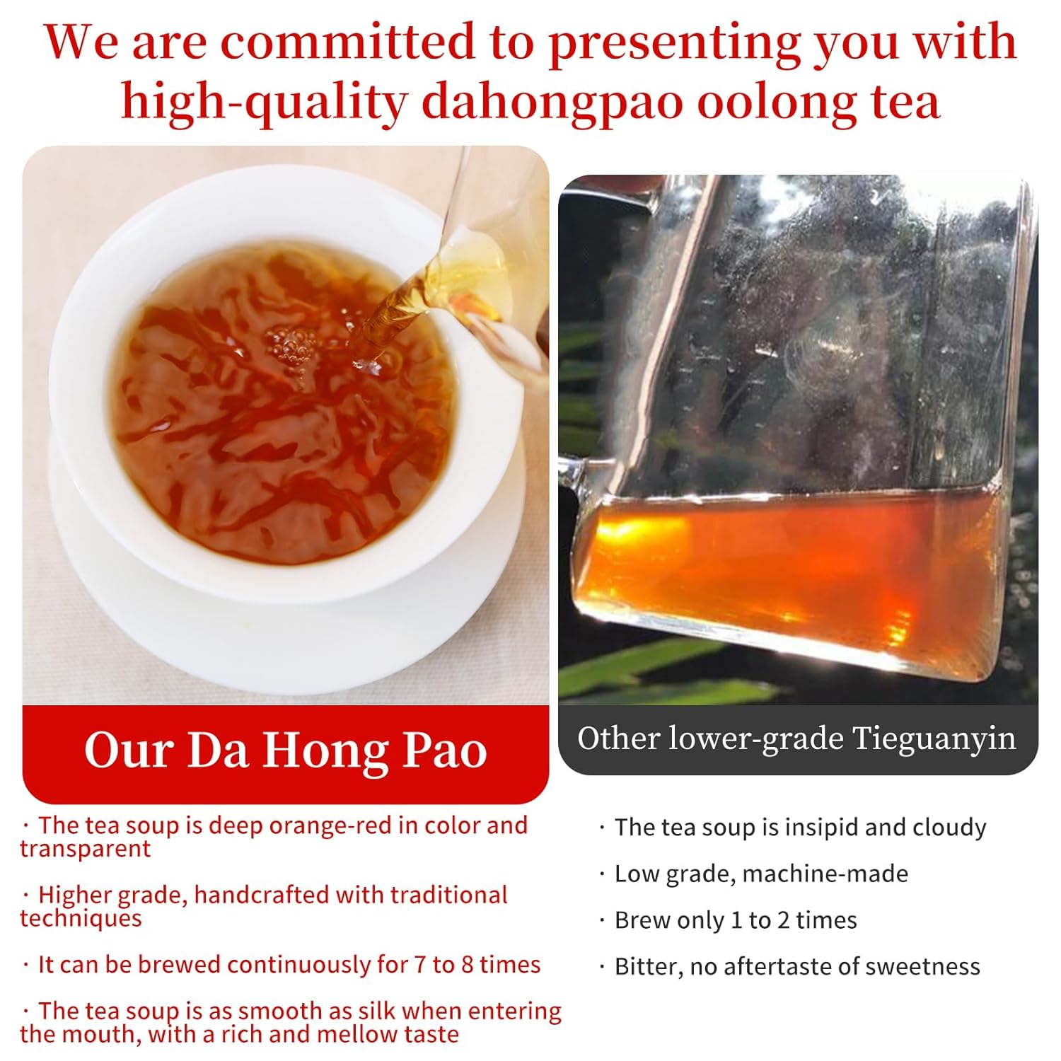 XIXICHA Dahongpao Oolong Tea Loose leaf Da Hong Pao 80g/2.82oz 8g*10bags Chinese Tea Big Red Robe Strong Flower Aroma Wuyi Mountain Rock Tea