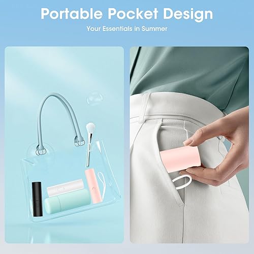 Miniatura 7 de OLV Mini ventilador de mano portátil recargable de 3000 mAh USB alimentado por batería 22+horas de tiempo de funcionamiento, pequeño ventilador de