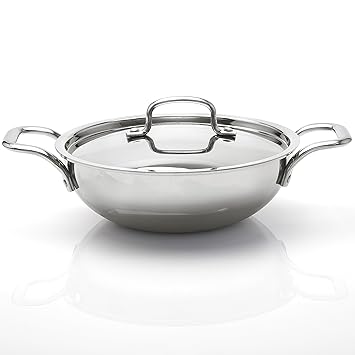 Zoraware Triply Stainless Steel Kadai with Stainless Steel Lid (Induction and Gas Stove Friendly) 60 Months Warranty - Silver (26 cm)