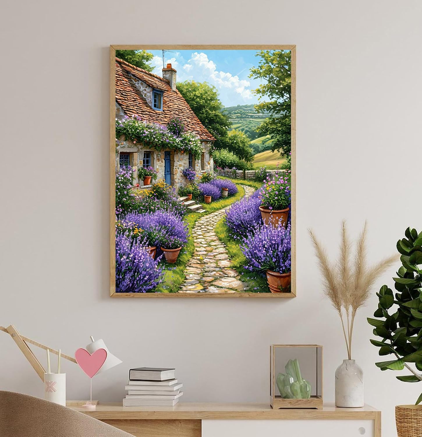 Accompany Wind Country Path Diamond Art Kits for Adults, 5D Diamond Painting Kits for Beginners,DIY Round Full Drill Diamonds Gem Art Crafts for Home Wall Decor Gifts 12x16 Inch