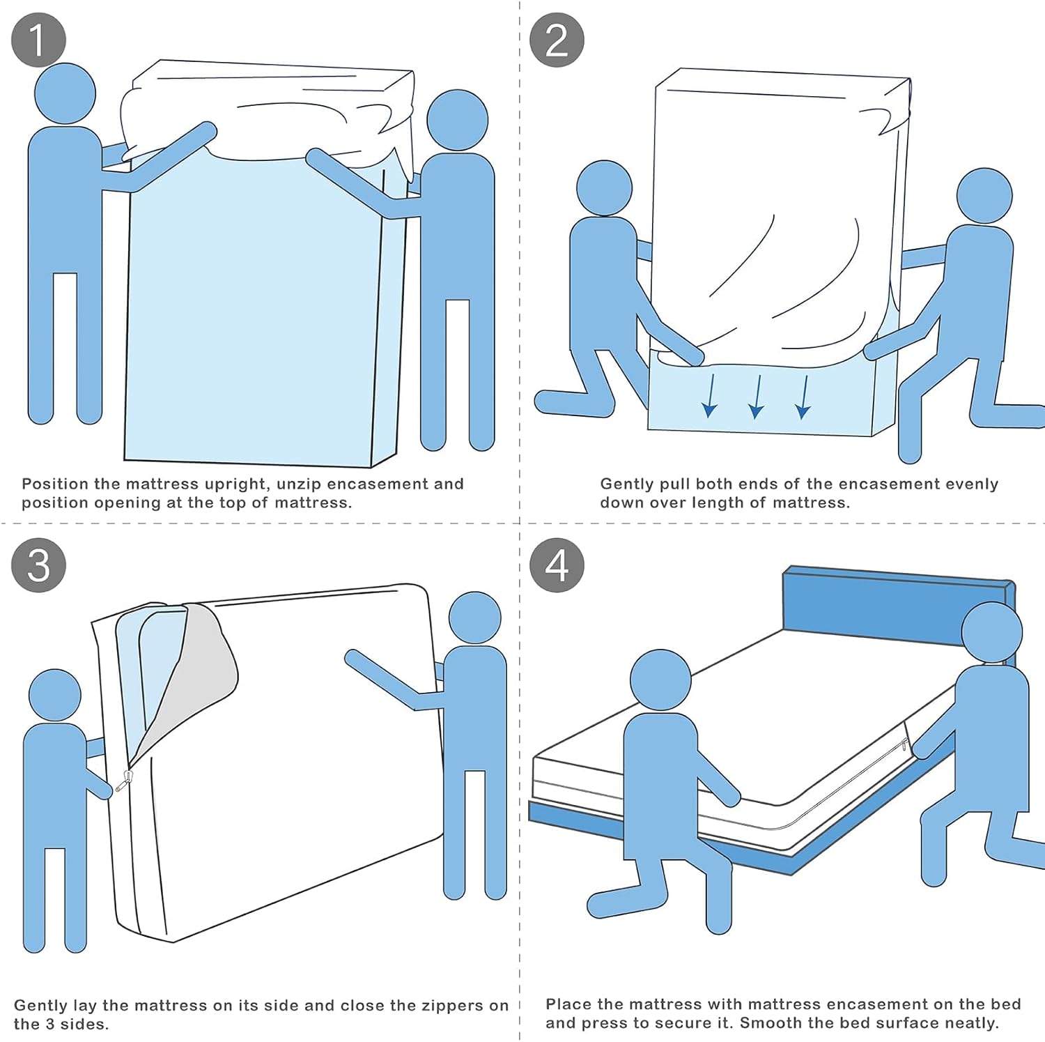 【No Pilling】 Full Mattress Protector Cover 54"x75" Zippered and Waterproof Fits 9-12" Deep, Skin-Friendly Urine-Proof Stain Resistant Breathable Soft - Image 7