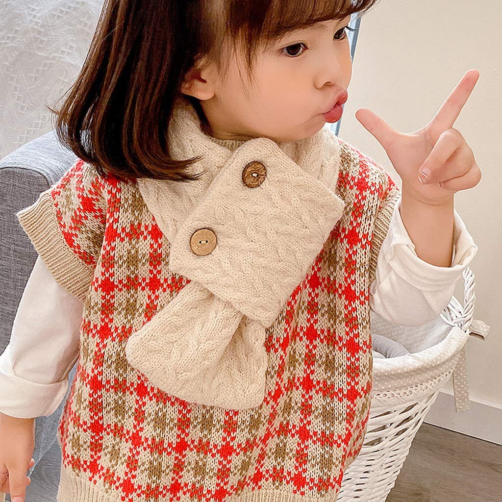 Weicher Knopf gestrickter Kinderschal Winter Baby Warmer Schalkragen für Jungen und Mädchen Kleinkinder (Farbe: B)