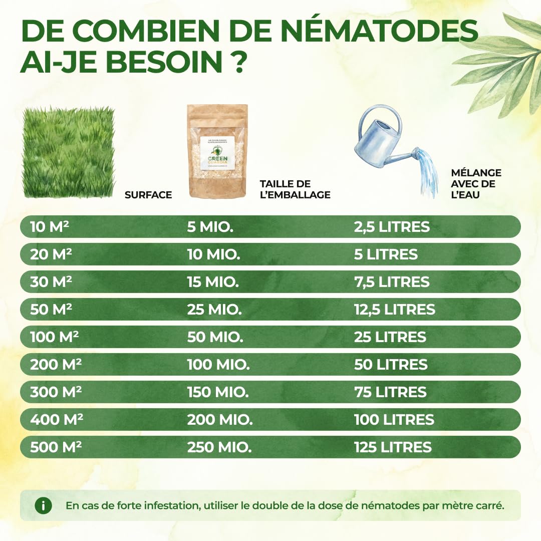GREEN GUARDIA Power HB Nématodes contre le charançon et les vers fil-de-fer - 25 millions (50 m²) - Lutte antiparasitaire biologique, respectueux de l'environnement, sans produits chimiques. Facile à