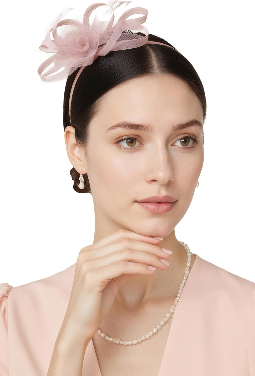 BABEYOND Fascinators Hats for Women - Tea Party Hats Kentucky Elegant Tulle Feather Bridal Wedding Ribbon Headband Hair Clip