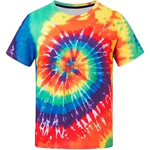 Mens Tie Dye T Shirts Unisex Men Short Sleeve Shirt Crewneck Rainbow Tie Dye T Shirt for Men