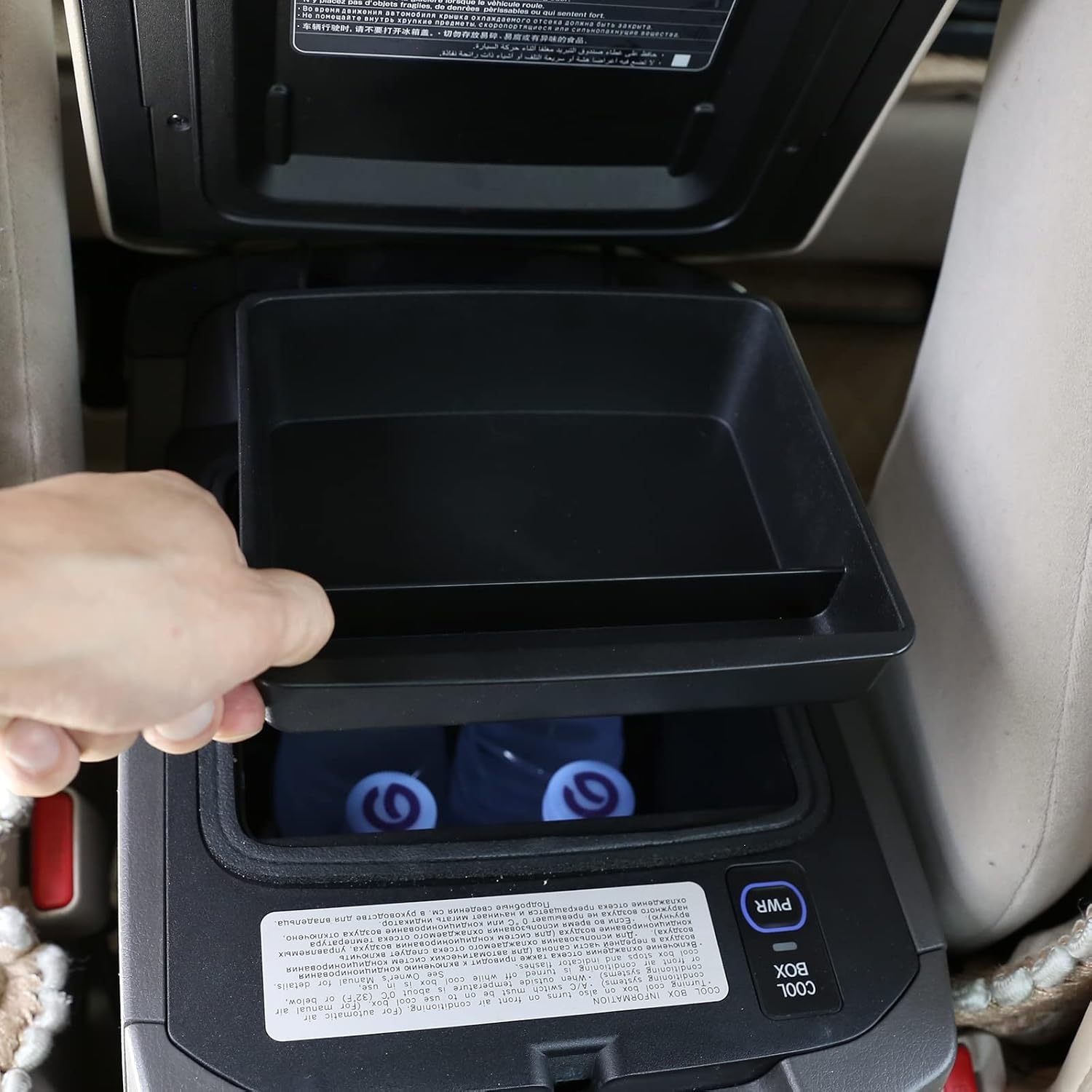 for Toyot@ Land Cruiser Prado FJ150 150 2003-2019 Armrest Box Storage Box,Armrest Box Phone Key Card Tray Organizer,Console Storage Tray Organizer (with Refrigerator)