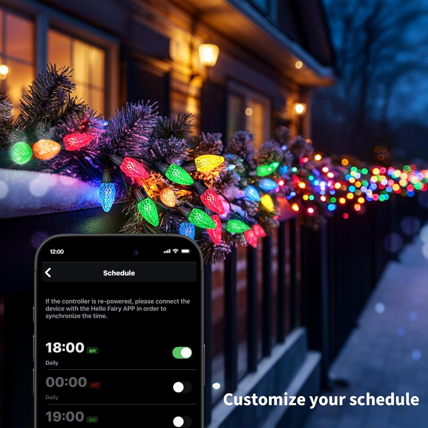 Smart C9 Christmas String Lights Outdoor,200LED 131FT Color Changing Fairy Lights App Control,RGB,Waterproof, Shatterproof Connectable,Twinkle Lights for Tree House Indoor Patio Decor
