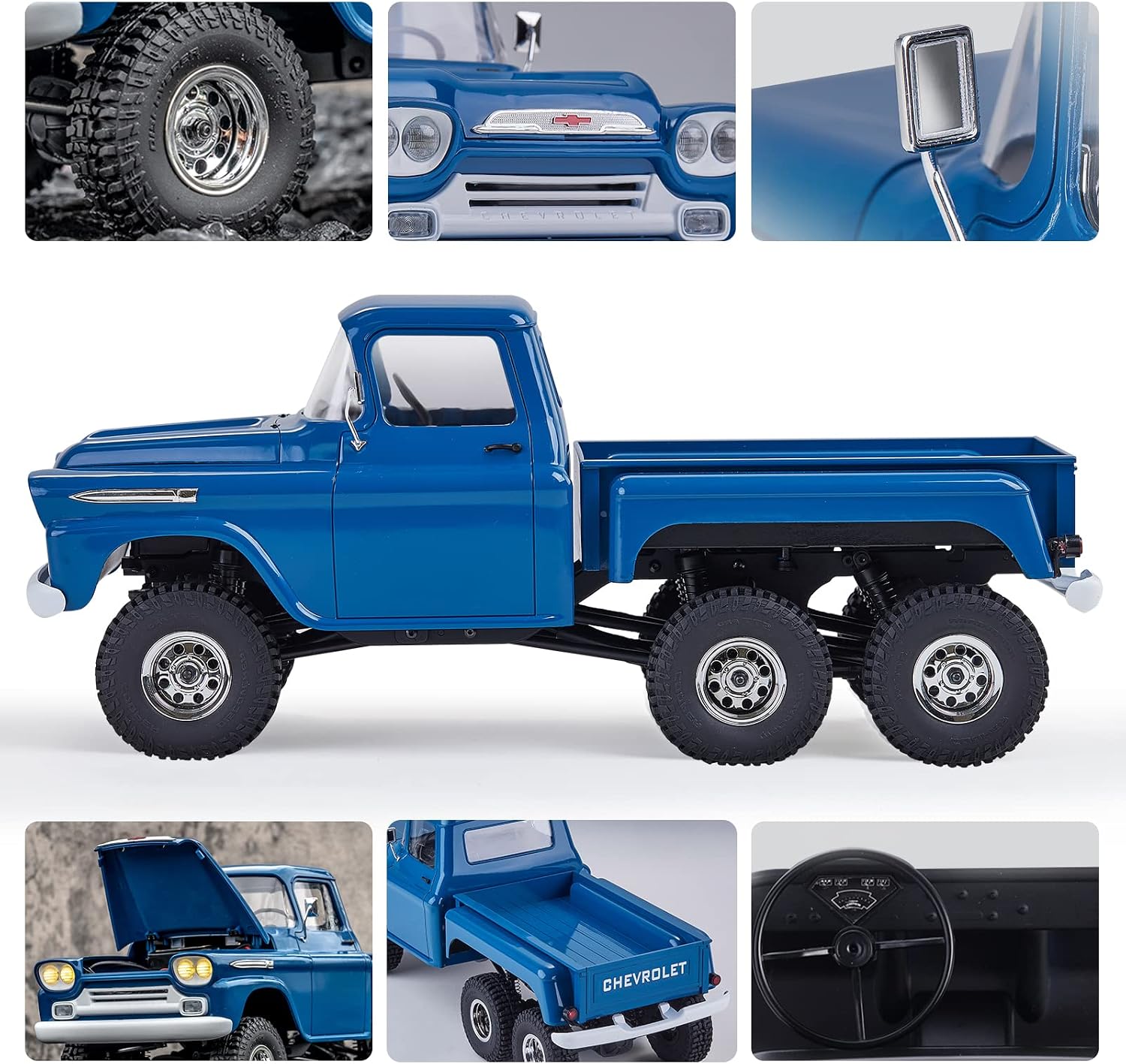 BEEZRC FMS 1/18 Scale RC Crawler Apache RTR 6WD 2.4Ghz Official Licensed RC Car Hobby Grade RC Model Car Off Road Truck Vehicle with LED Lights Charging Transmitter for Adults Boys Kids