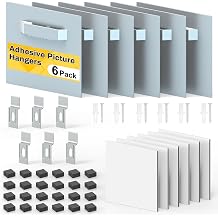 6 Pack Self Adhesive Hangers with Strong Nano Tapes, 3.15" x 3.15" Adhesive Picture Hanger, Mirror Hanging Kit, Plate Hangers for Mirrors, Photo Frames, Paintings, Decorative Plates