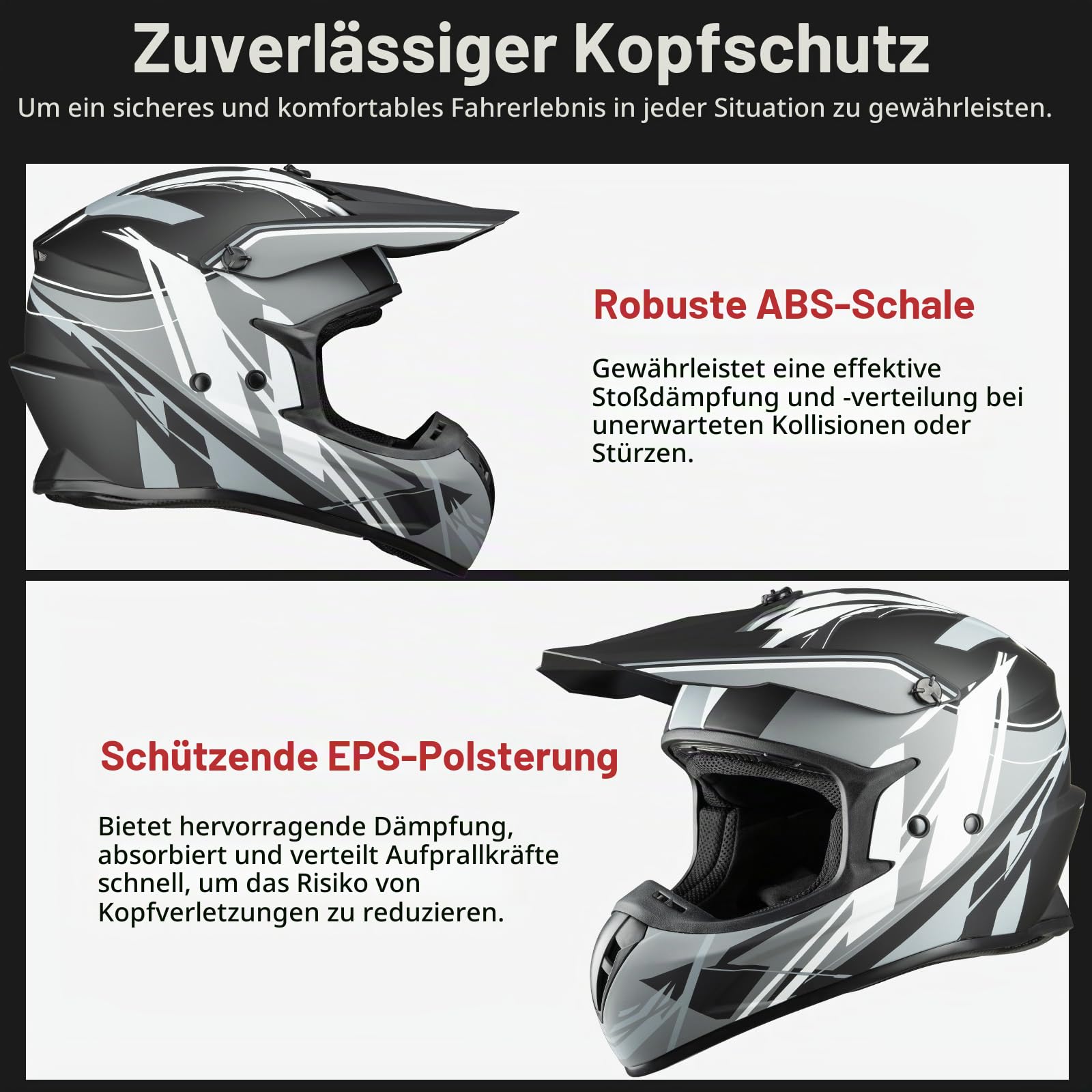 Favoto Motocrosshelm Fullface - Downhill Cross Helm Erwachsene ECE 22.06 Zertifiziert für Motorrad Moped ATV UTV MTB