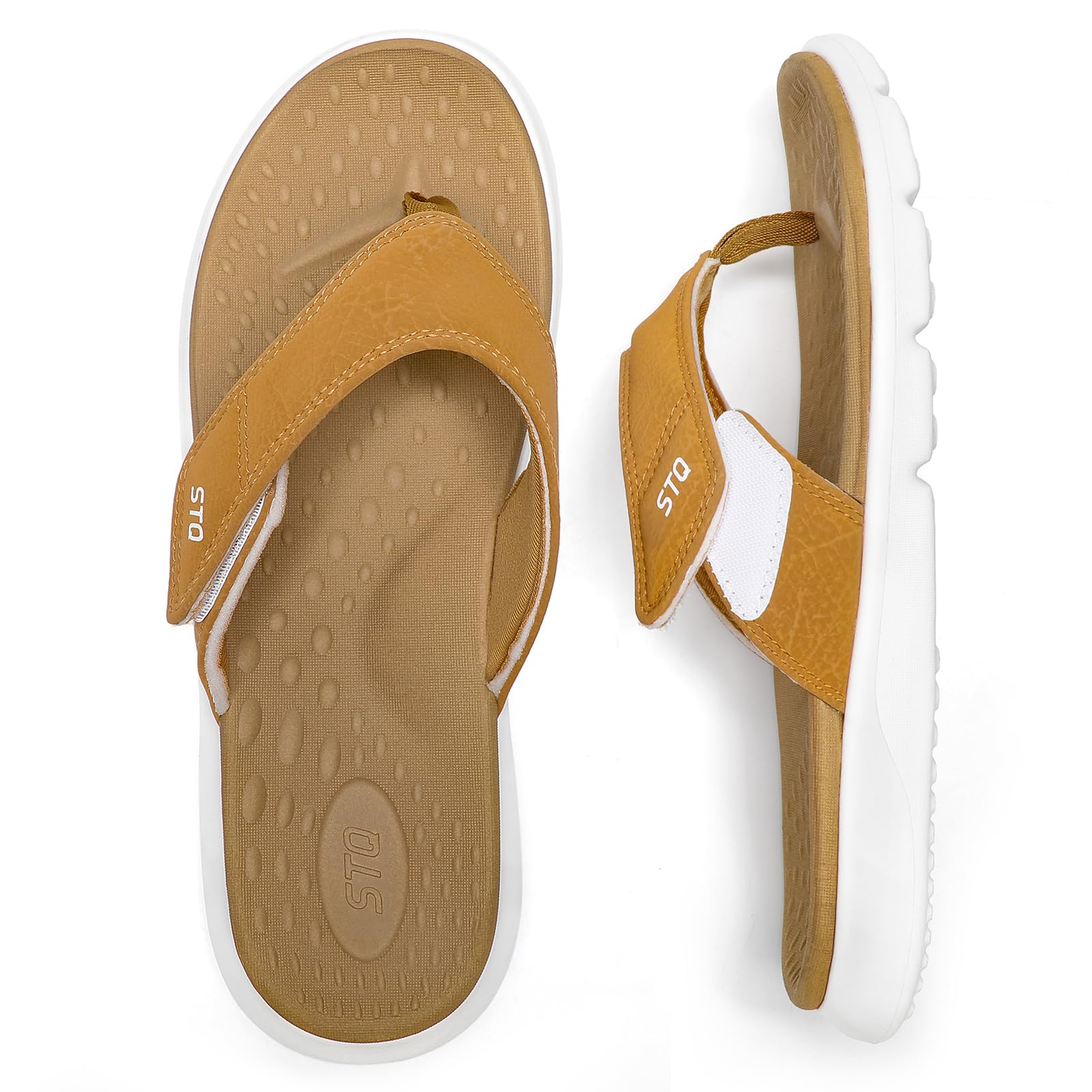 STQ Orthopedic Flip Flops for Women | Memory Foam Flip-flops for Plantar Fasciitis with Arch Support Pain Relief