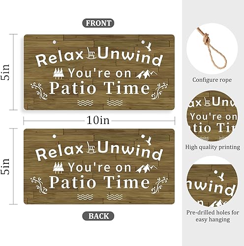 Miniatura 2 de Letrero colgante de pared para patio al aire libre para decoración exterior de 10 x 5 pulgadas, letrero colgante de plástico para el hogar, bar,