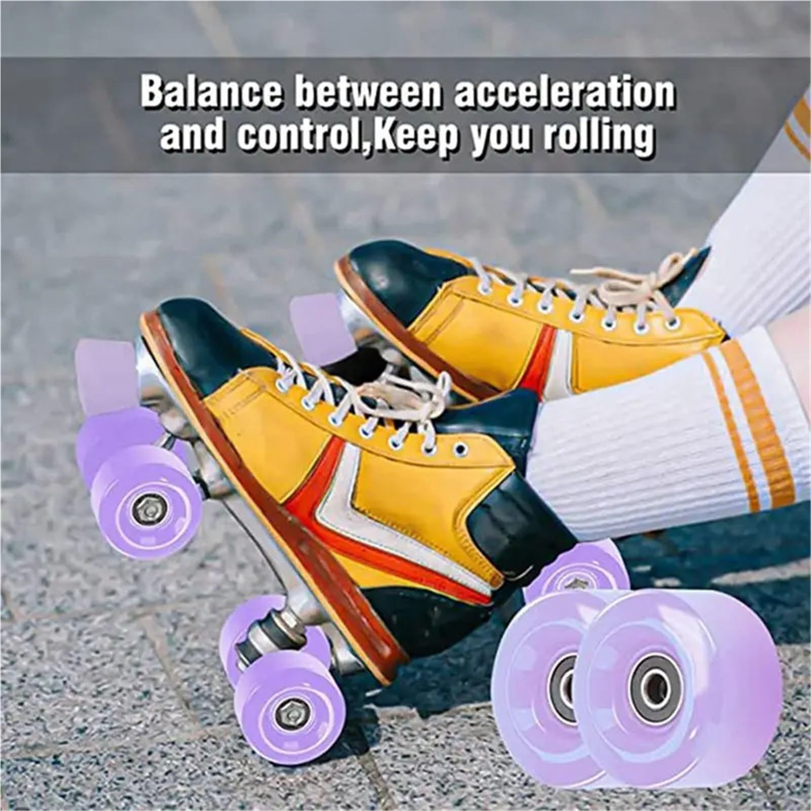 Roues de skateboard Longboard WW-Skate Roues de rechange 32 x 58 mm, 82A avec roulements, 2 bouchons d'orteils, pièces de rechange pour une utilisation en extérieur ou en intérieur