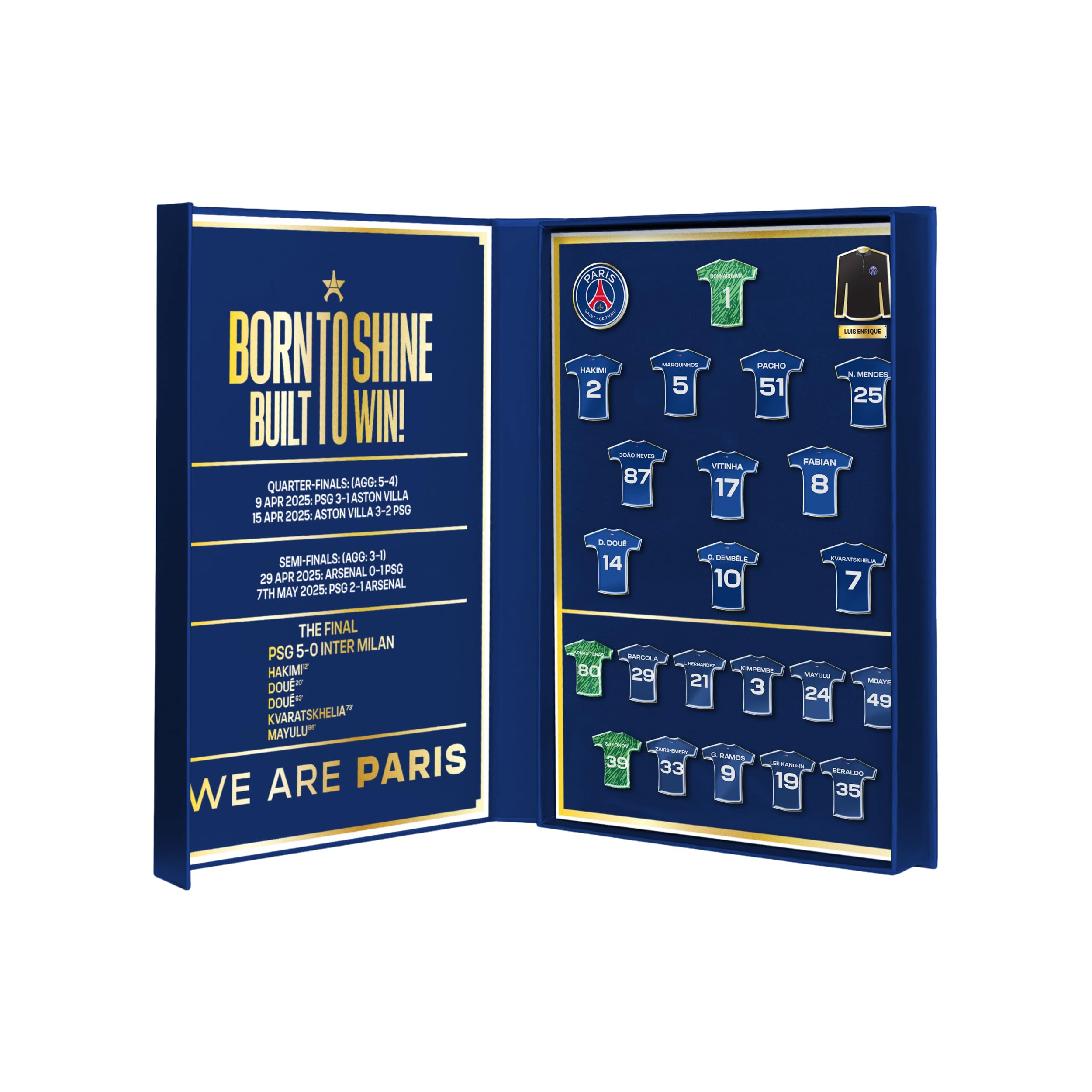 FOCO Lot de 24 badges Paris Saint-Germain FC Champions League 2024-2025