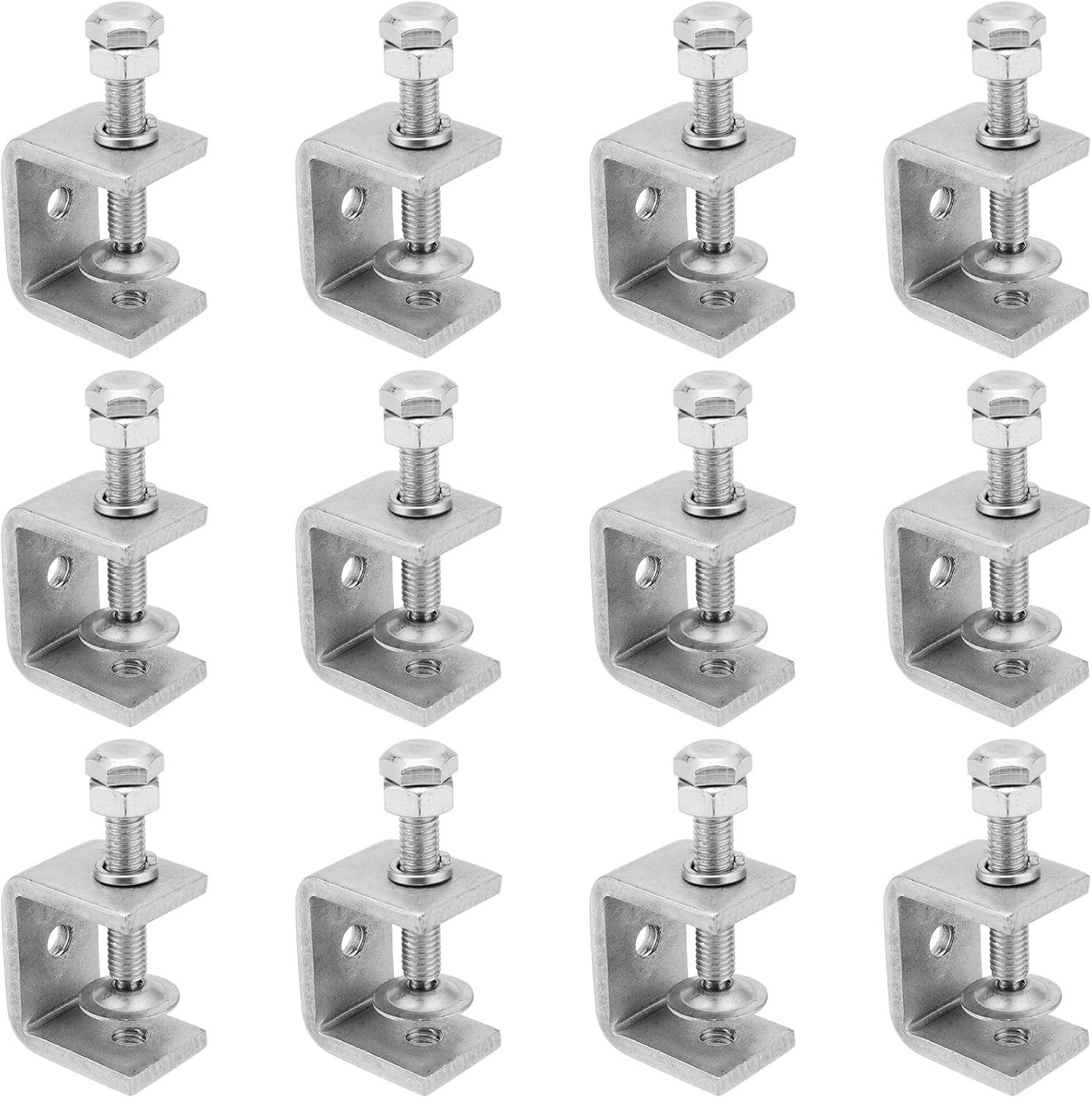 FUNSUEI 12 PCS Stainless Steel C Clamps, Wood Working C Clamp, 1 Inch