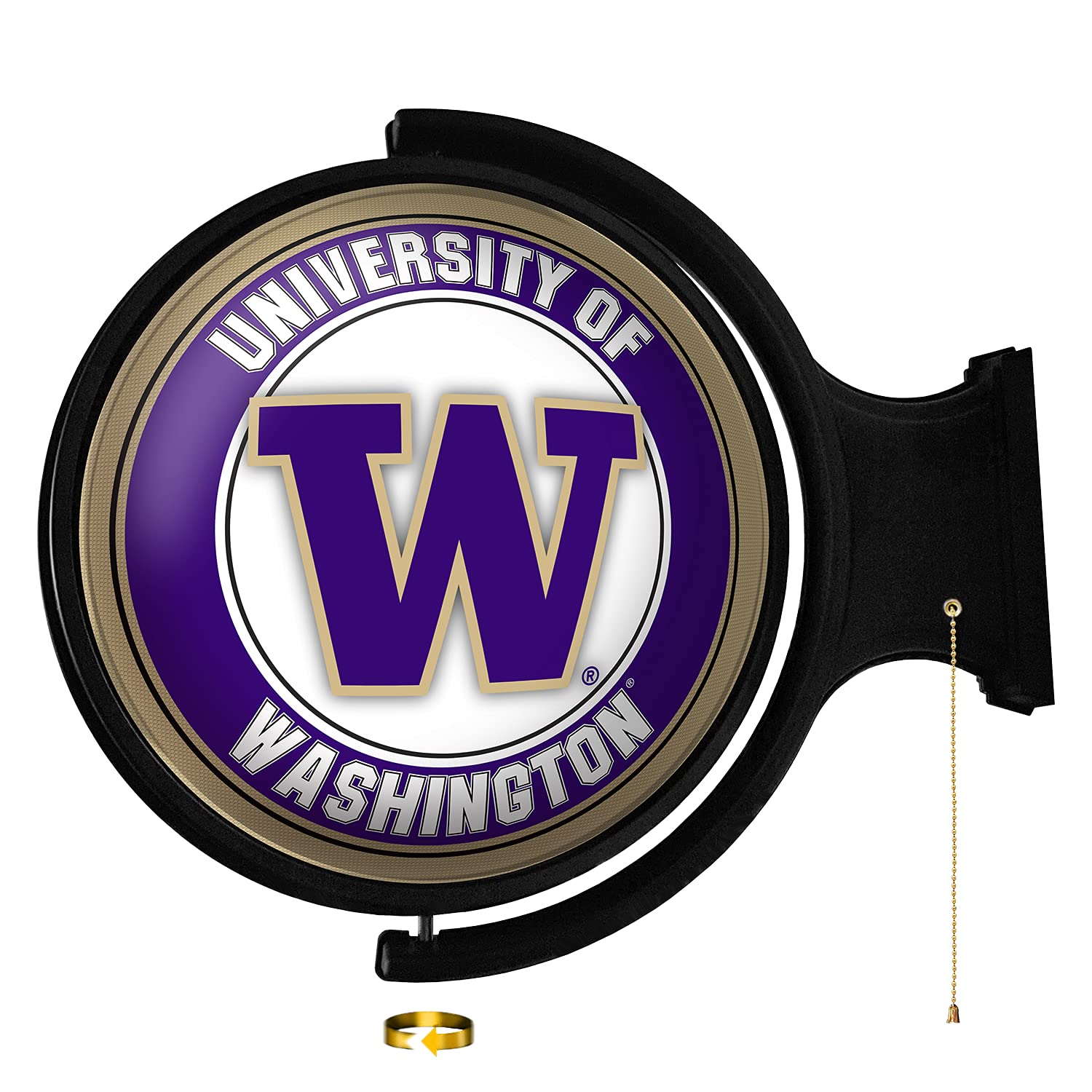 Washington Huskies: Round Rotating Lighted Wall Sign - College Decor for Home, Game Room, Fan Cave & Garage - USA Made