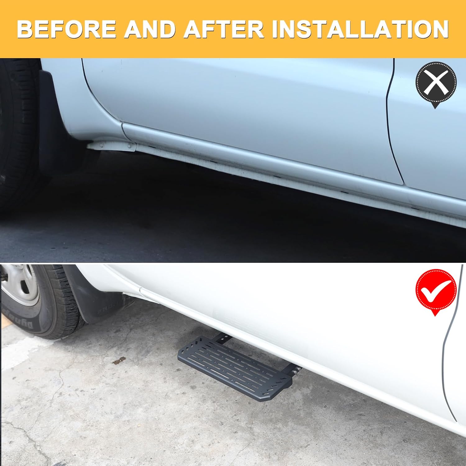 Daeiclru Front Door Running Boards Compatible with Nissan Frontier 2022-2025, Side Steps Exterior Door Side Pedal Anti-Slip Foot Pegs No Drilling Exterior Accessories Black Carbon Steel
