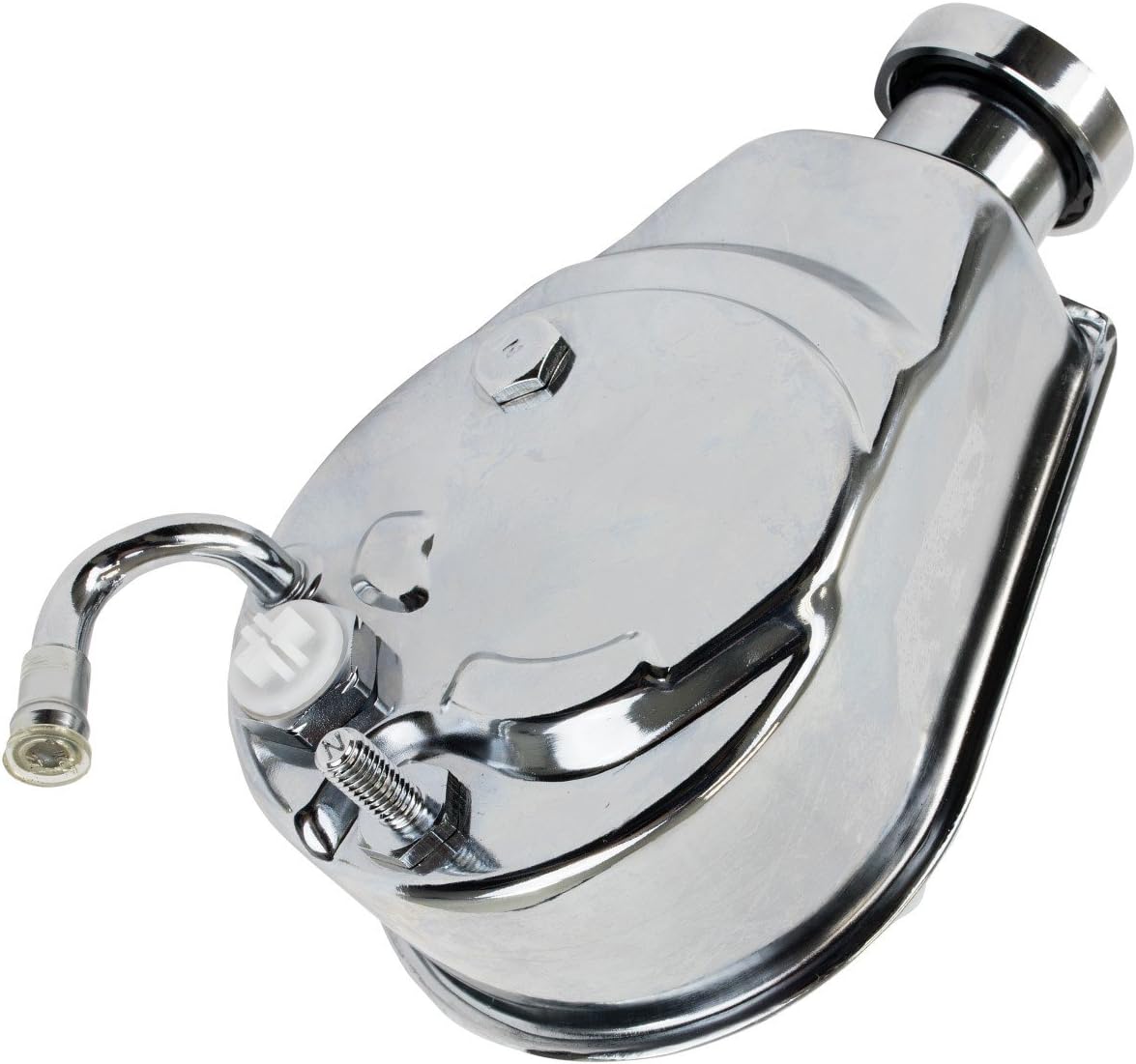 BBC SBC Chevy Chrome Saginaw Style Power Steering Pump W/ Double Groove Pulley E - Foto 11