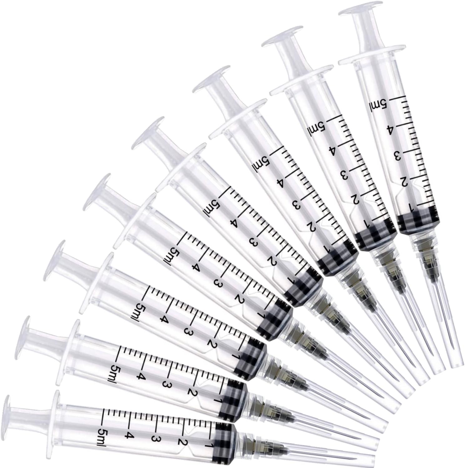 100 Pack 5ml with 22Ga Disposable Plastic Measuring Lab Supplies, Individually Sealed Wrapped