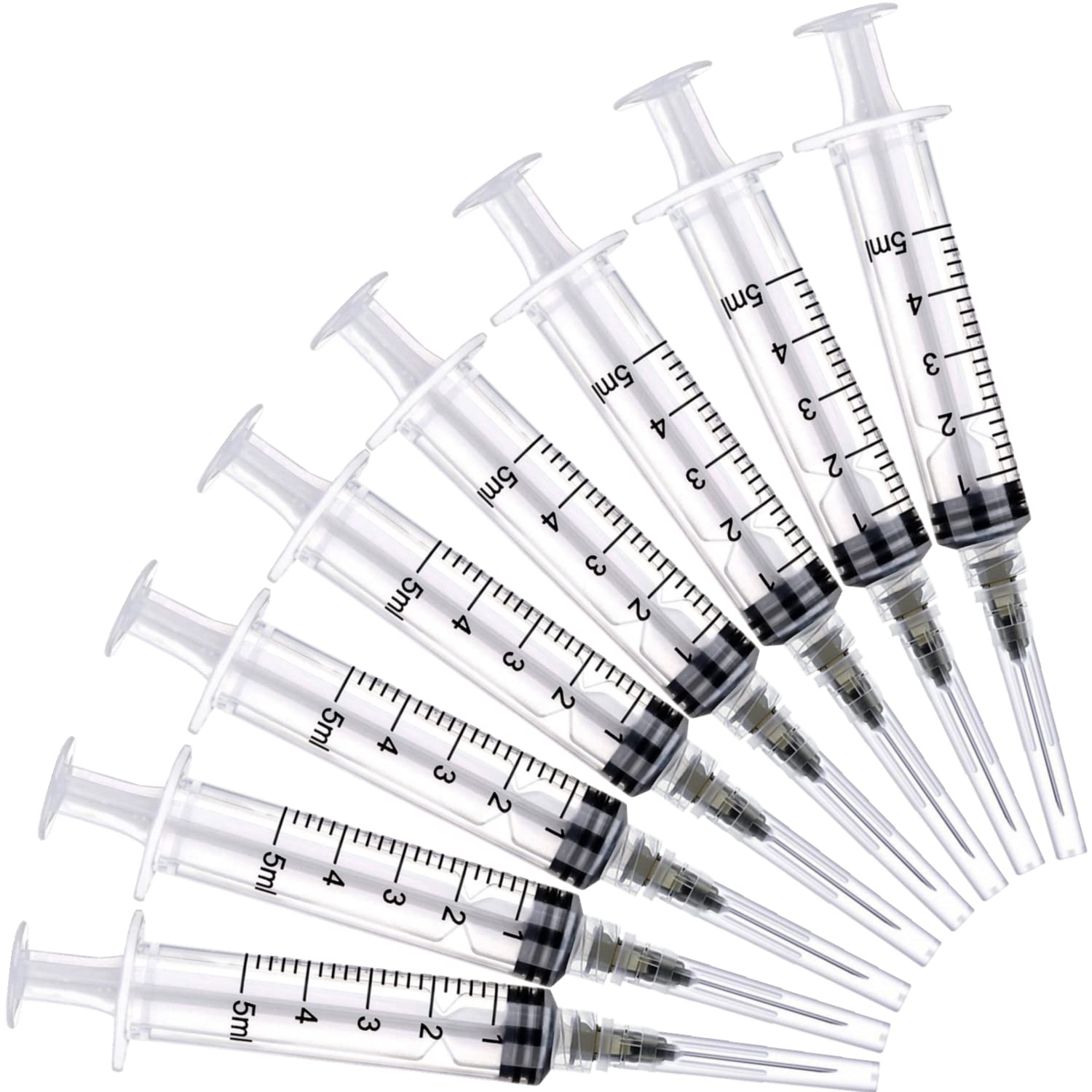20 Pack 5ml Industrial Sterile Syringes with 22Ga 1.2 Inch, Plastic Disposable Syringe for Scientific Labs, Liquids Refilling and Measuring