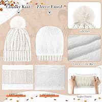 Vista 7 de SATINIOR Juego de 5 piezas de gorro de invierno y bufanda, guantes de forro polar cálido, gorro de punto, gorro de punto para pantalla táctil