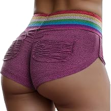 Womens Booty Scrunch Butt Shorts Sexy Hot Pants | High Waist Dance Workout Shorts With Pockets twerk shorts tummy control