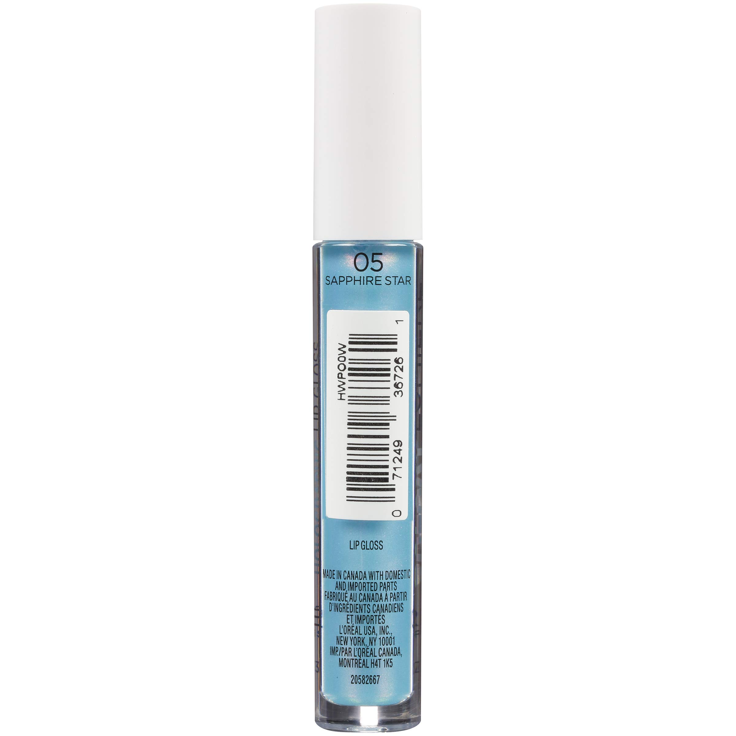 L'Oreal Paris Makeup Infallible Galaxy Lumiere Holographic Lip Gloss, Loaded with Iridescent Pearls, Wear Alone or as a Topper to your Favorite Lipstick, Sapphire Star, 0.1 fl; oz.