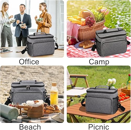 Miniatura 6 de NZOLIA Bolsa térmica grande plegable para 14 latas, bolsas aisladas a prueba de fugas con múltiples bolsillos para adultos, lonchera aislada para