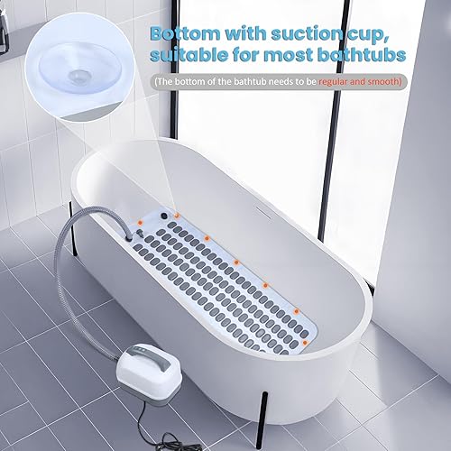 Miniatura 7 de Alfombrilla masajeadora de baño de burbujas para bañera, alfombrilla de masaje de cuerpo completo con control remoto, bomba de aire eléctrica y