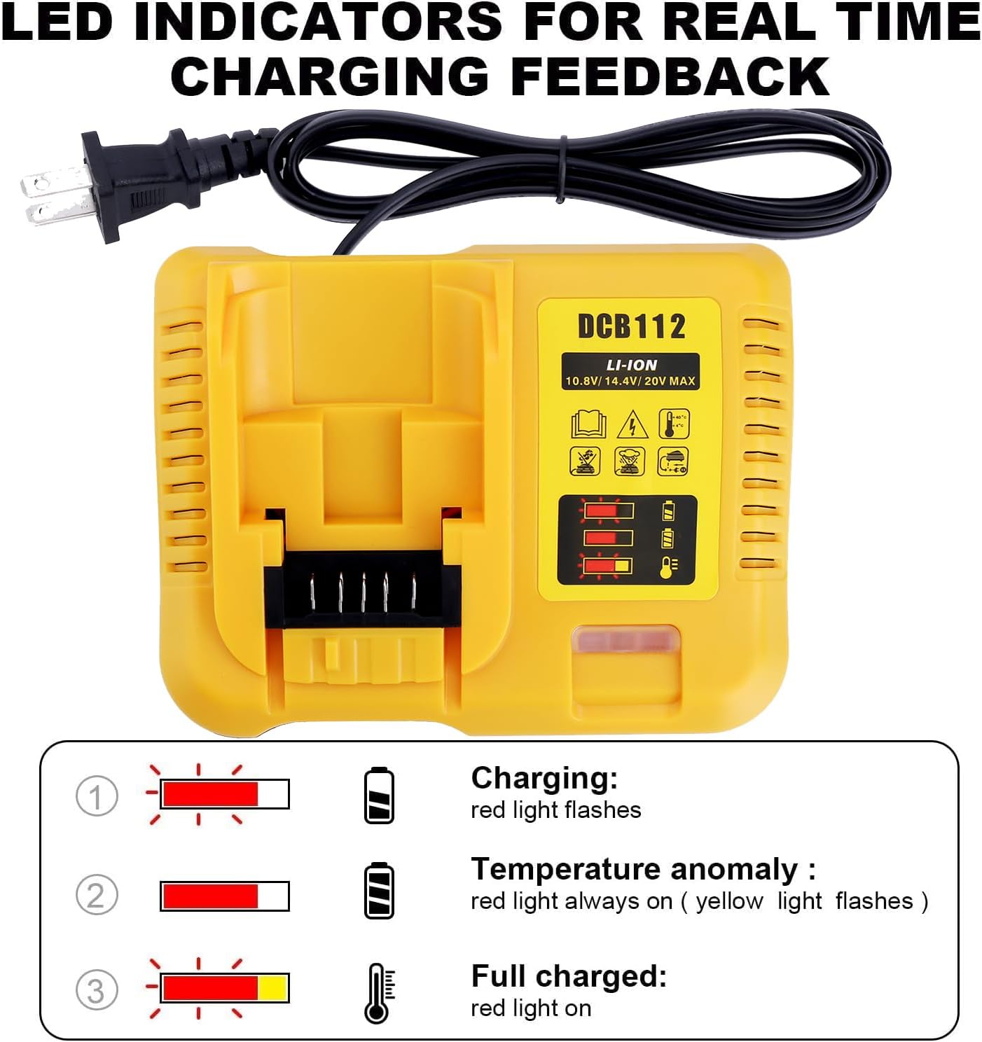 DCB112 20V Rapid Charger Compatible with de-Walt 12V-20V MAX Lithium Battery Charger