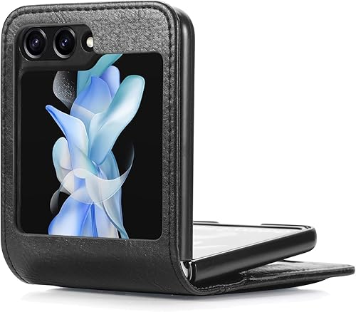 Miniatura 3 de Fundas para Galaxy Z Flip 5, estilo empresarial, piel sintética, tarjeteros, ajuste delgado, para mujeres y hombres, funda protectora para teléfono