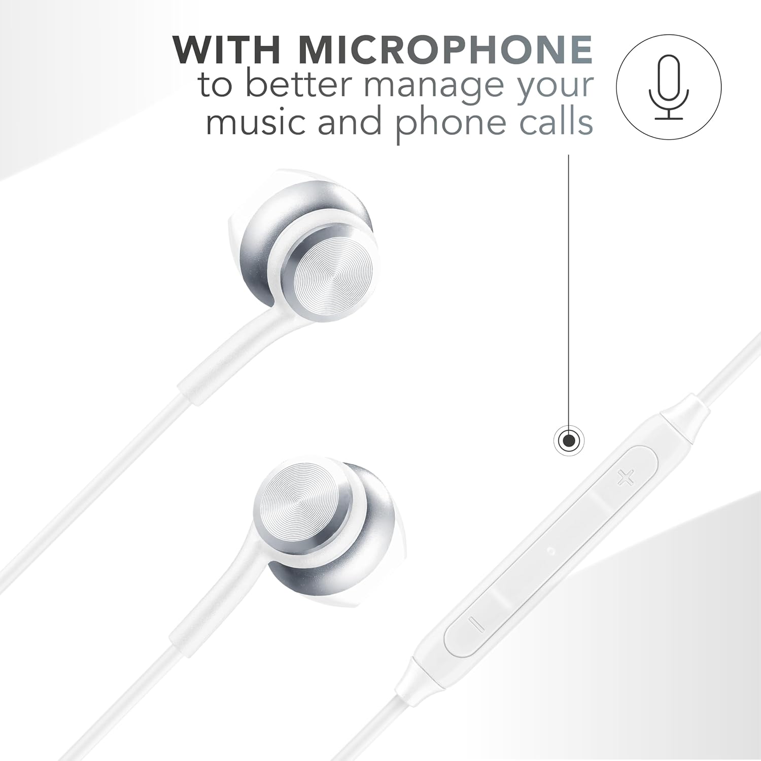 Capsula Earphones - Wired Earphones with Microphone - USB-C Compatibility - Metal Details - White