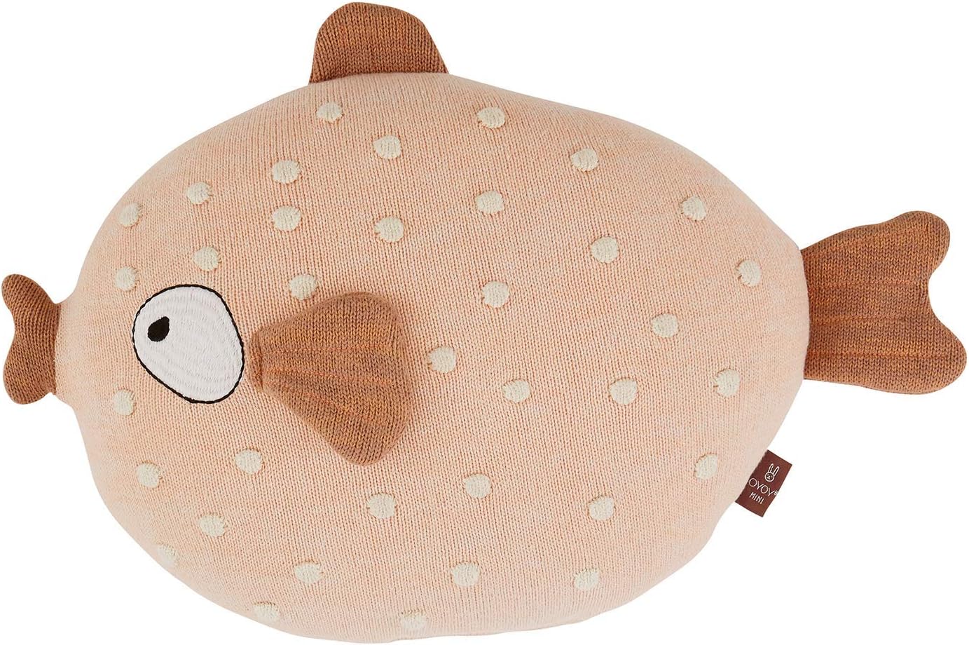 OYOY Mini - Ms. Ruth Kids Cushion - Soft Toy Fish Cute Baby Children's Cuddly Pillow Pink Cotton 32 x 40 x 15 cm - as Toy and for decoration