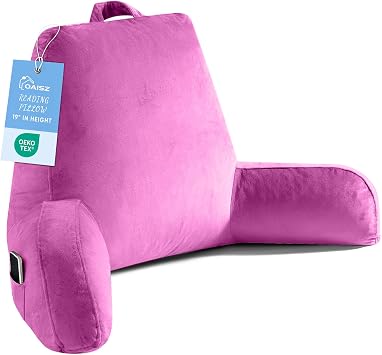 OAISZ Reading Pillow for Sitting in Bed with Shredded Memory Foam, Rose Red