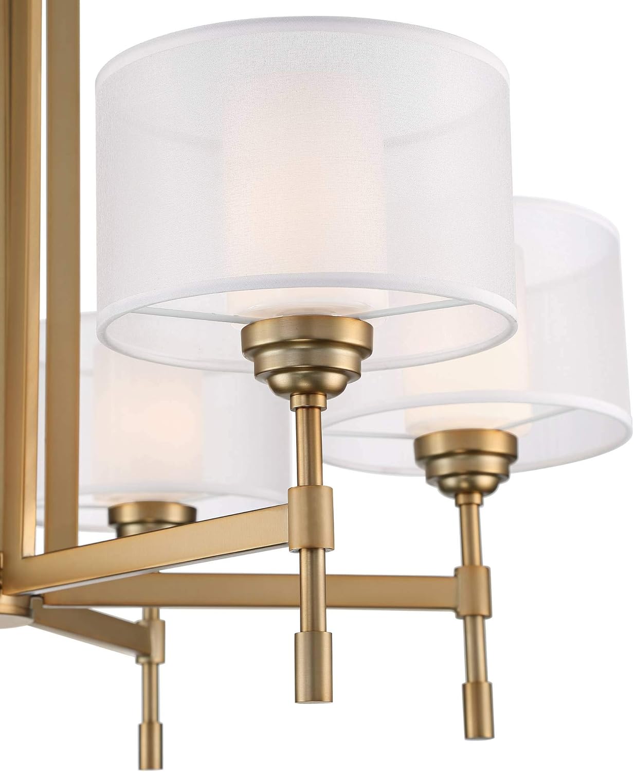 Possini Euro Design Beauchamp Gold Chandelier Lighting 32" Wide Modern Glam Sheer Organza Outer White Opal Glass Inner Shade 6-Light Fixture for Dining Room House Foyer Entryway Hallway Living Room