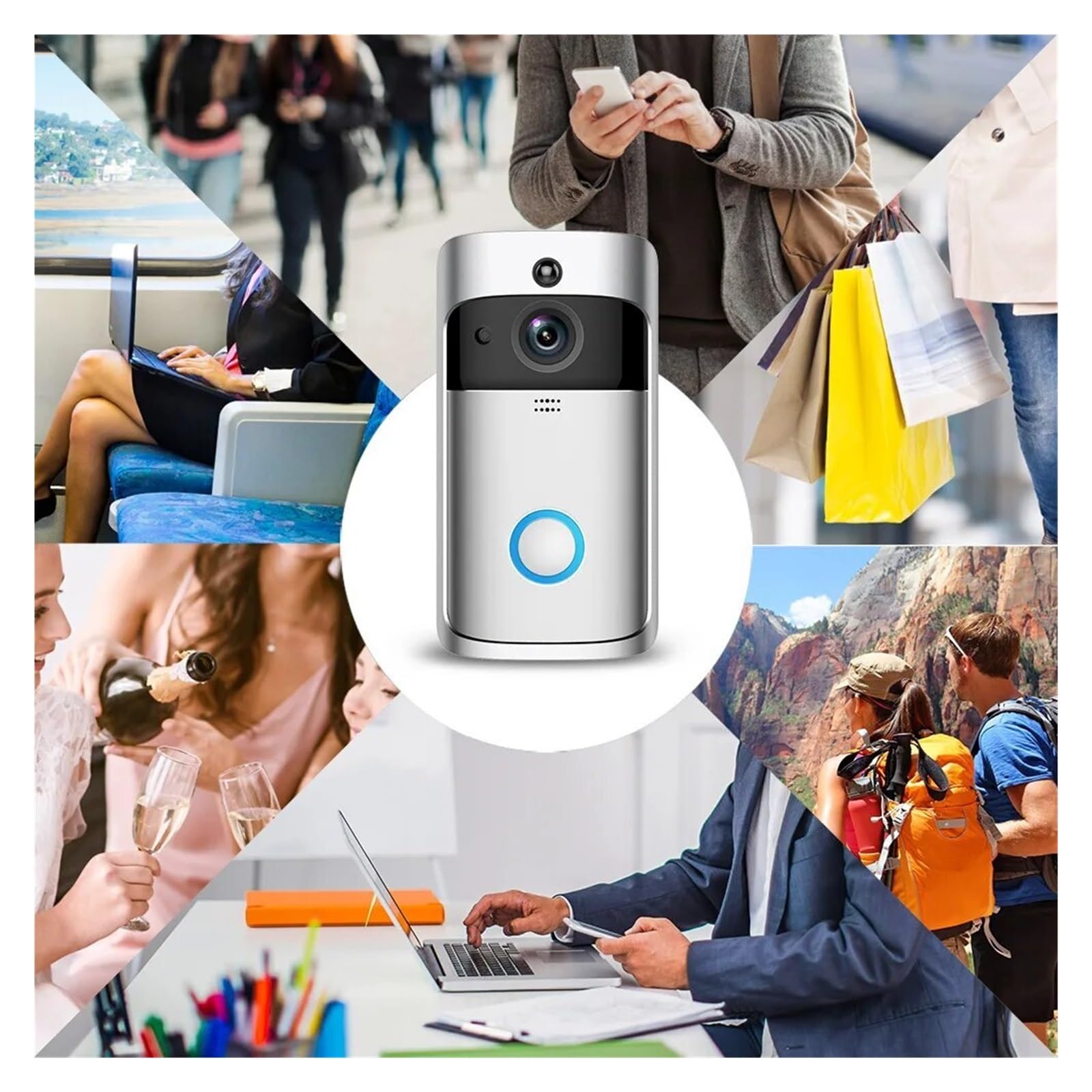 720P Tuya Kamera Dzwonkowa WiFi Inteligentne Domowe Wideo Dzwonek Do Drzwi Bezprzewodowy 2-kierunkowy Dźwięk Wykrywanie Ruchu PIR Bezpieczeństwo Domu Różnorodne środowiska Domowe