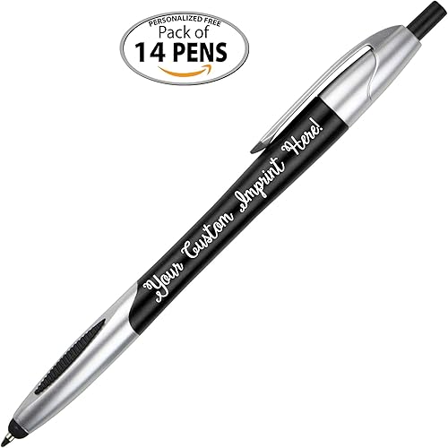 Miniatura 2 de Bolígrafos de tinta personalizados con lápiz capacitivo acción de clic - The Glide - Custom - Escritura negra - Rotuladores con nombre impreso -