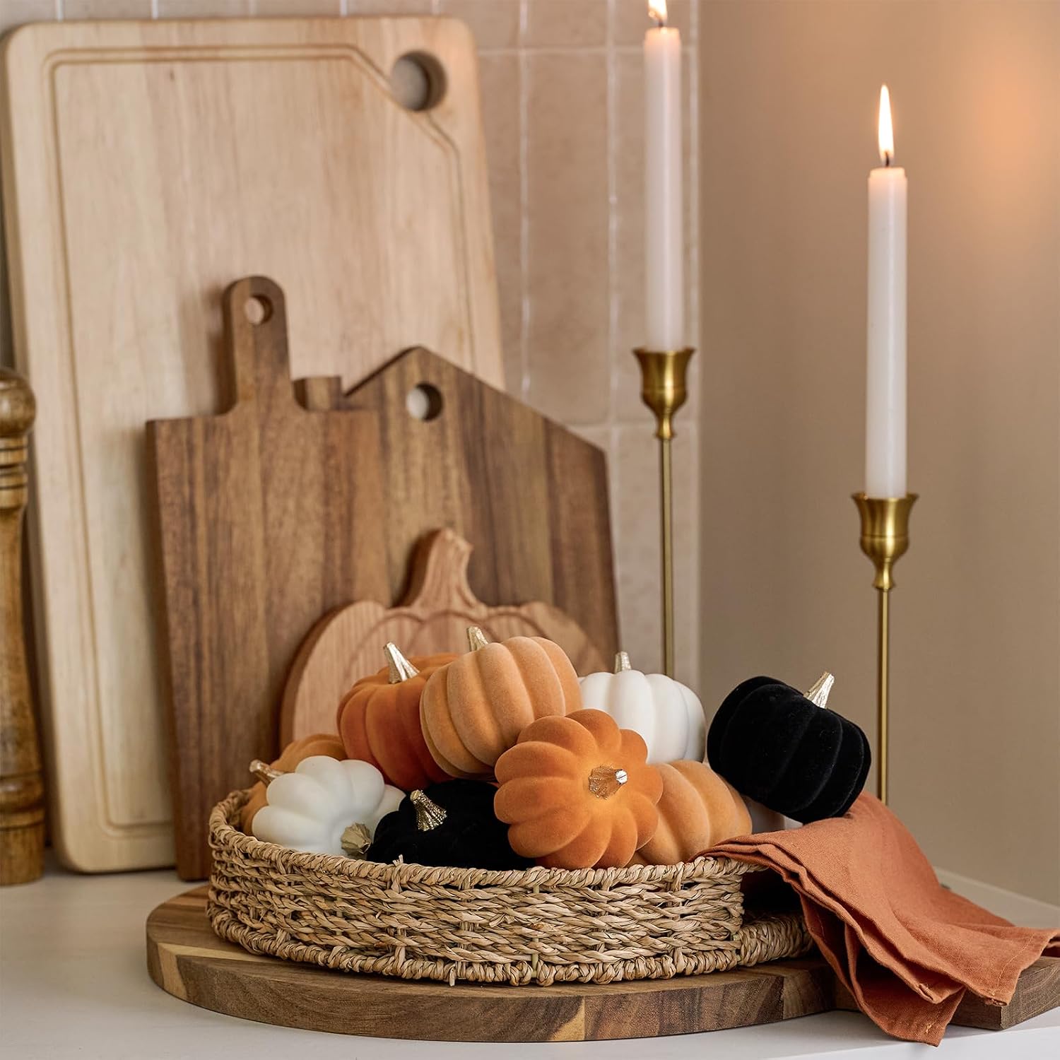 DN DECONATION Mini Fall Pumpkin Decor, Fake Decorations for Home, 12PCS