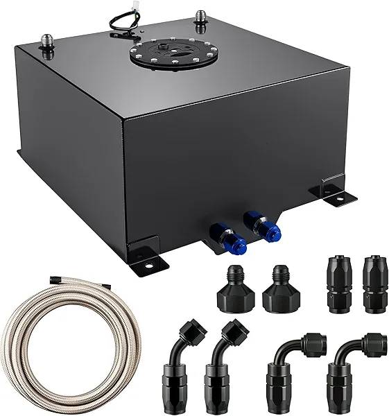 EVIL ENERGY 10 Gallon Fuel Cell Tank Aluminum with Level Sender 6AN 12FT CPE Fuel Line Kit Black